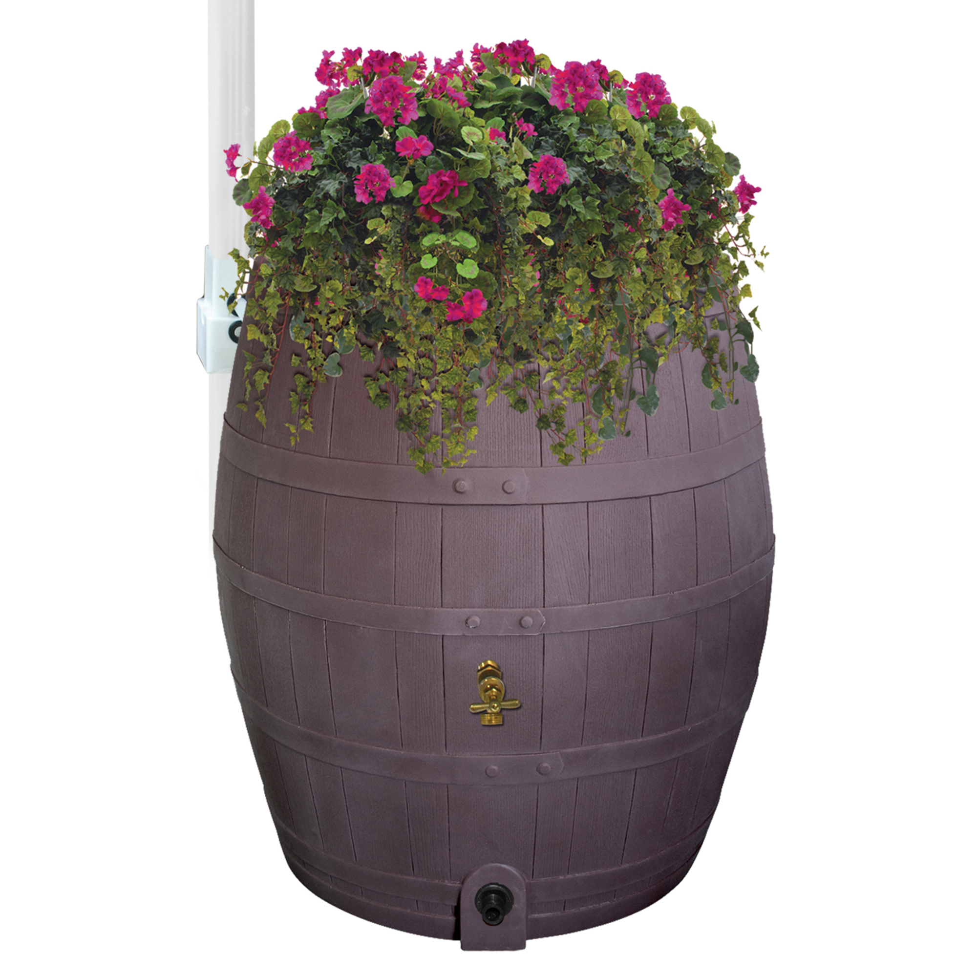 Emsco Group, Rescue 50 Gallon Whiskey Rain Barrel – Brown, Capacity 50 Gal, Material Polyethylene, Model# 3242-1